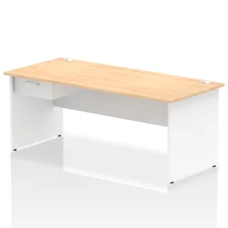 Impulse Panel End Straight Desk With Single One Drawer Fixed Pedestal