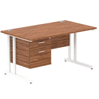 Impulse Cantilever Straight Desk With Single Fixed Pedestal