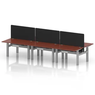 Air Back-to-Back Height Adjustable Bench Desk - 6 Person