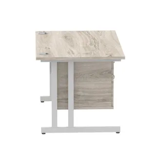 Impulse Cantilever Straight Desk With Single Fixed Pedestal