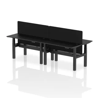 Air Back-to-Back Slimline Height Adjustable Bench Desk - 4 Person
