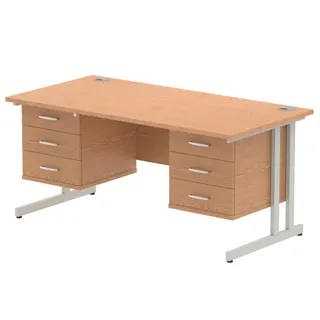 Impulse Cantilever Straight Desk With Two Fixed Pedestal