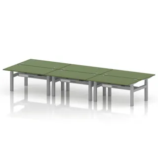 Air Back-to-Back Height Adjustable Bench Desk - 6 Person