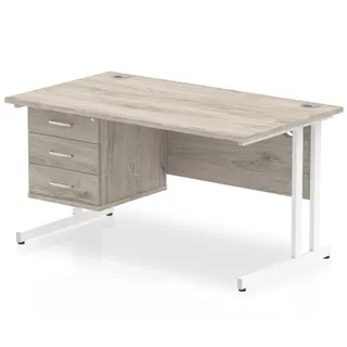 Impulse Cantilever Straight Desk With Single Fixed Pedestal