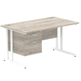 Impulse Cantilever Straight Desk With Single Fixed Pedestal