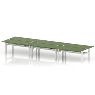 Air Back-to-Back Height Adjustable Bench Desk - 6 Person