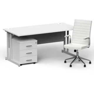 Impulse 1600mm Cantilever Straight Desk With Mobile Pedestal and Ezra Executive Chair