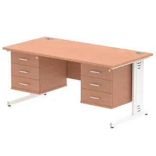 Impulse Cable Managed Straight Desk With Two Fixed Pedestal
