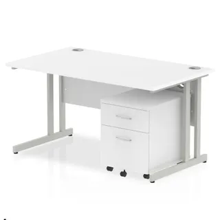 OE - Impulse Cantilever Straight Desk With Mobile Pedestal