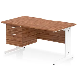Impulse Scalloped Edge Cable Managed Straight Desk With Single Fixed Pedestal