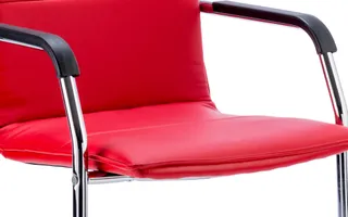 Echo Medium Back Leather Cantilever Visitor Chair with Arms