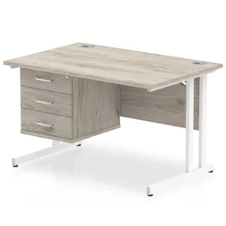 Impulse Cantilever Straight Desk With Single Fixed Pedestal