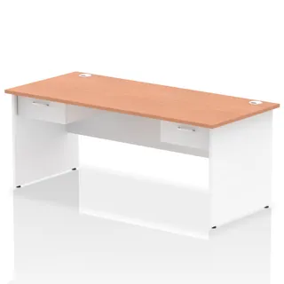 Impulse Panel End Straight Desk With Two One Drawer Fixed Pedestals