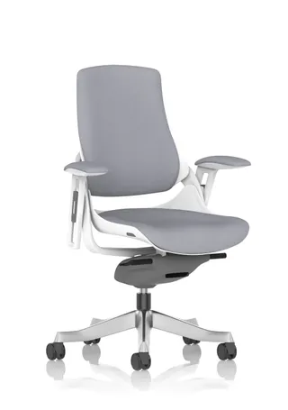 Zure High Back White Shell Fabric Executive Office Chair with Arms