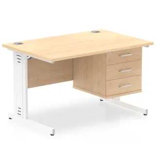 Impulse Cable Managed Straight Desk With Single Fixed Pedestal