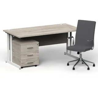 Impulse 1600mm Cantilever Straight Desk With Mobile Pedestal and Ezra Executive Chair