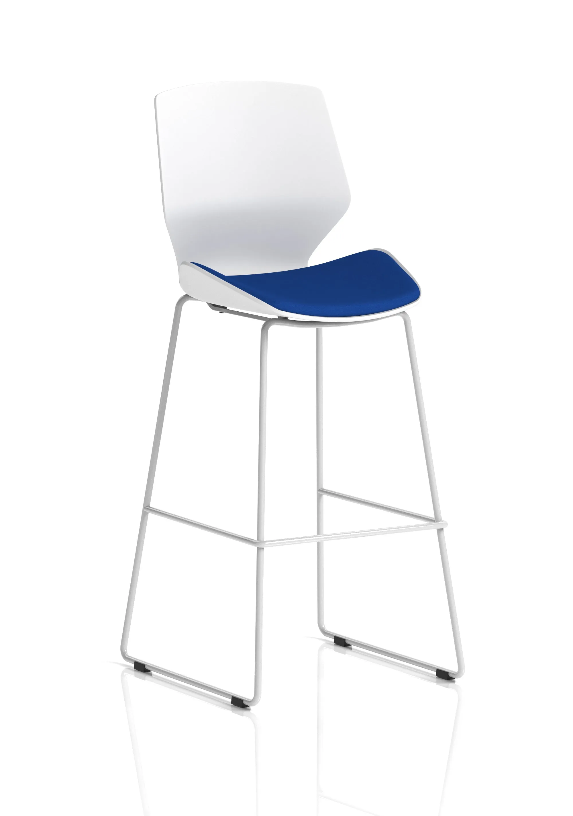 EE - Florence White Frame Fabric Seat High Stool Chair
