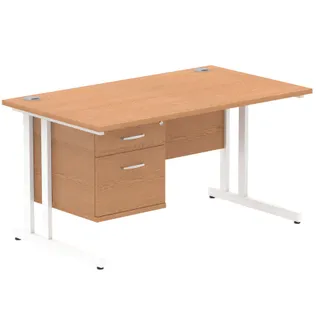 Impulse Cantilever Straight Desk With Single Fixed Pedestal