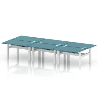 Air Back-to-Back Height Adjustable Bench Desk - 6 Person