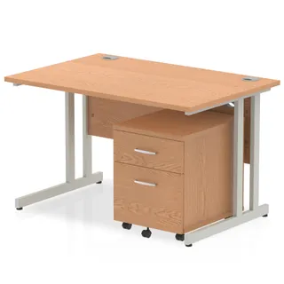 OE - Impulse Cantilever Straight Desk With Mobile Pedestal