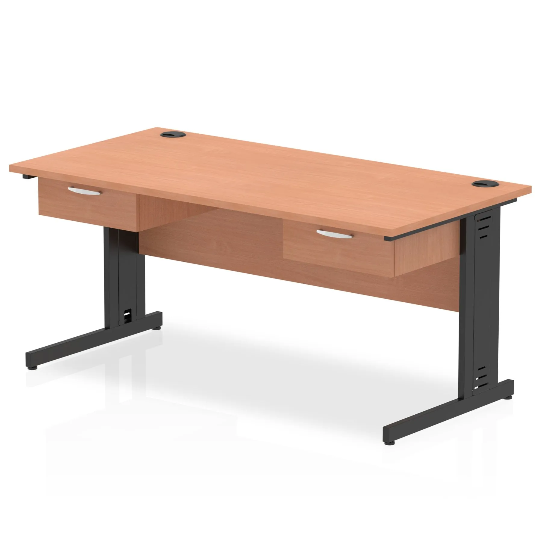 Impulse Cable Managed Straight Desk With Two One Drawer Fixed Pedestals