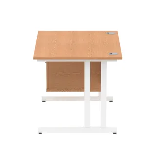 Impulse Cantilever Straight Desk With Single Fixed Pedestal