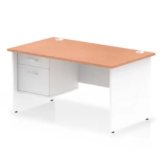 Impulse Panel End Straight Desk With Single Fixed Pedestal