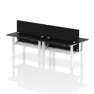 Air Back-to-Back Slimline Height Adjustable Bench Desk - 4 Person