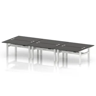 Air Back-to-Back Height Adjustable Bench Desk - 6 Person
