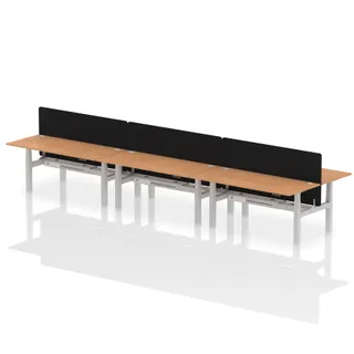 Air Back-to-Back Height Adjustable Bench Desk - 6 Person