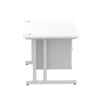 Impulse Cantilever Straight Desk With Single Fixed Pedestal