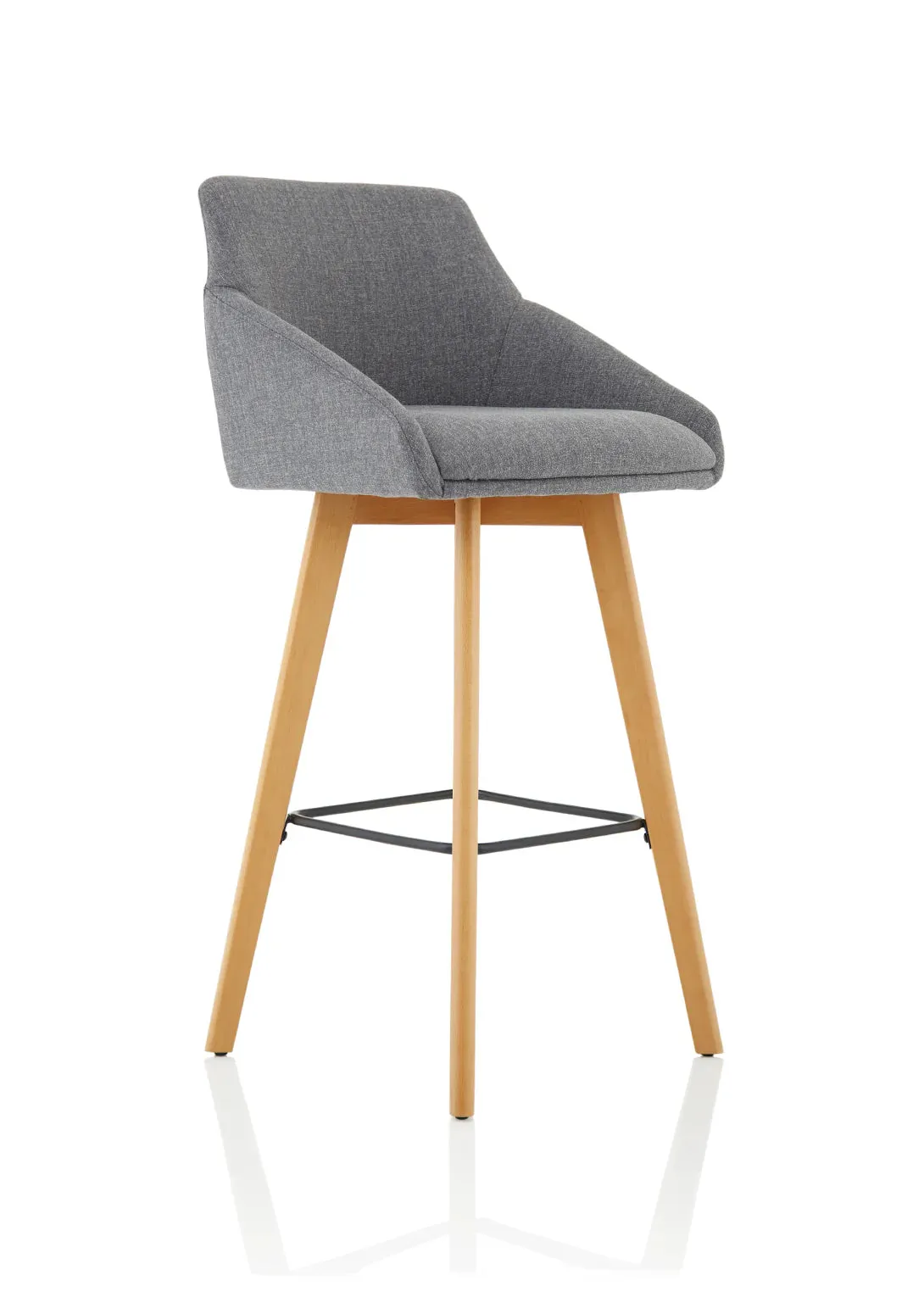 EE - Carmen Grey Fabric Wooden Leg High Stool Chair