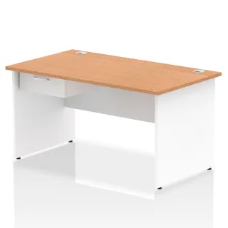 Impulse Panel End Straight Desk With Single One Drawer Fixed Pedestal