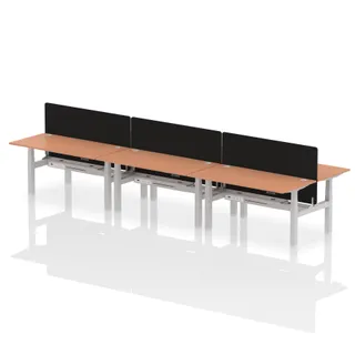 Air Back-to-Back Height Adjustable Bench Desk - 6 Person