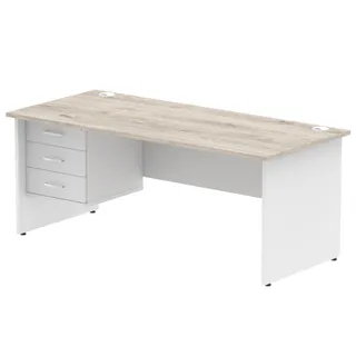 Impulse Panel End Straight Desk With Single Fixed Pedestal