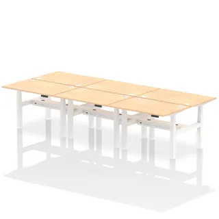 Air Back-to-Back Height Adjustable Bench Desk - 6 Person