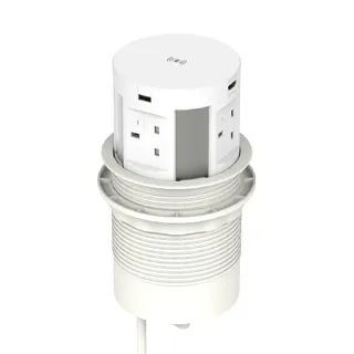 Volta Round Pop Up Power Unit 4x Socket Module with Wireless Charger
