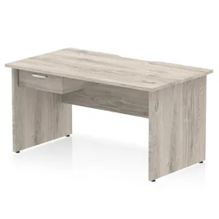 Impulse Scalloped Edge Panel End Straight Desk With Single One Drawer Fixed Pedestal