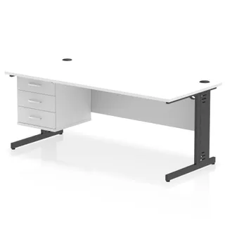 Impulse Cable Managed Straight Desk With Single Fixed Pedestal