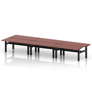 Air Back-to-Back Height Adjustable Bench Desk - 6 Person