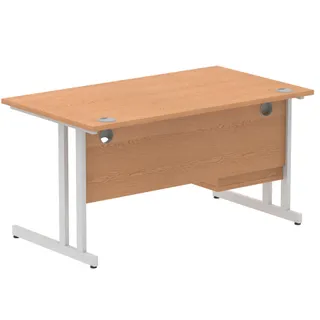 Impulse Cantilever Straight Desk With Single Fixed Pedestal