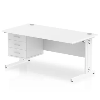 Impulse Cable Managed Straight Desk With Single Fixed Pedestal