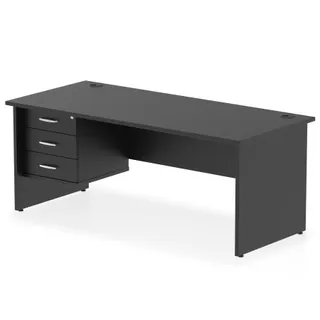 Impulse Panel End Straight Desk With Single Fixed Pedestal
