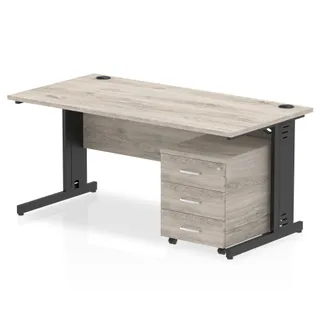 Impulse Cable Managed Straight Desk With Mobile Pedestal
