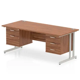 Impulse Cantilever Straight Desk With Two Fixed Pedestal