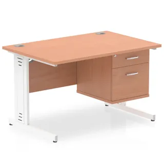 Impulse Cable Managed Straight Desk With Single Fixed Pedestal