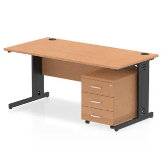 Impulse Cable Managed Straight Desk With Mobile Pedestal