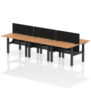 Air Back-to-Back Height Adjustable Bench Desk - 6 Person