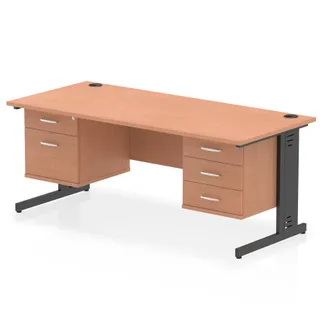 Impulse Cable Managed Straight Desk With Two Fixed Pedestal