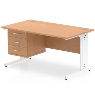 Impulse Cable Managed Straight Desk With Single Fixed Pedestal